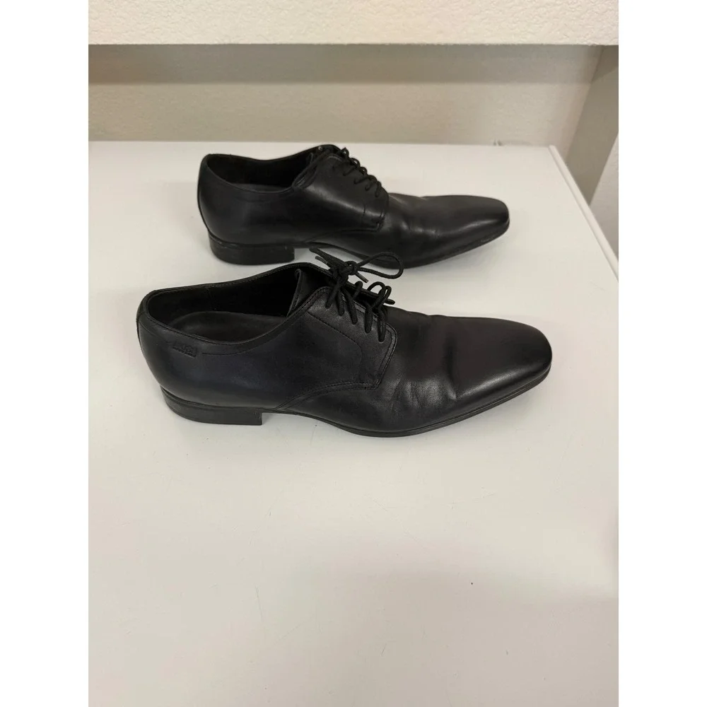 Hugo Boss Mens Black Leather Derby Dress Shoes 50234066 Size 8.5